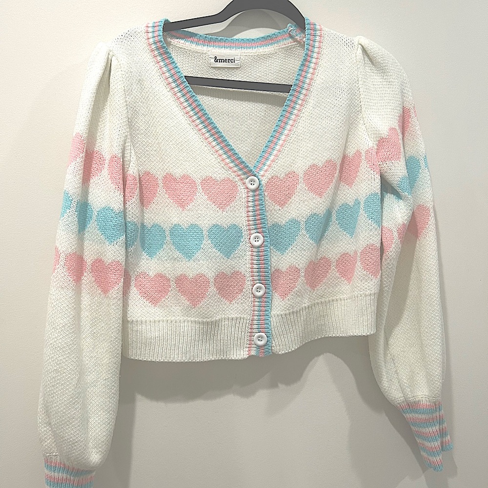 PINK AND BLUE HEART CARDIGAN SWEATER 💖💙